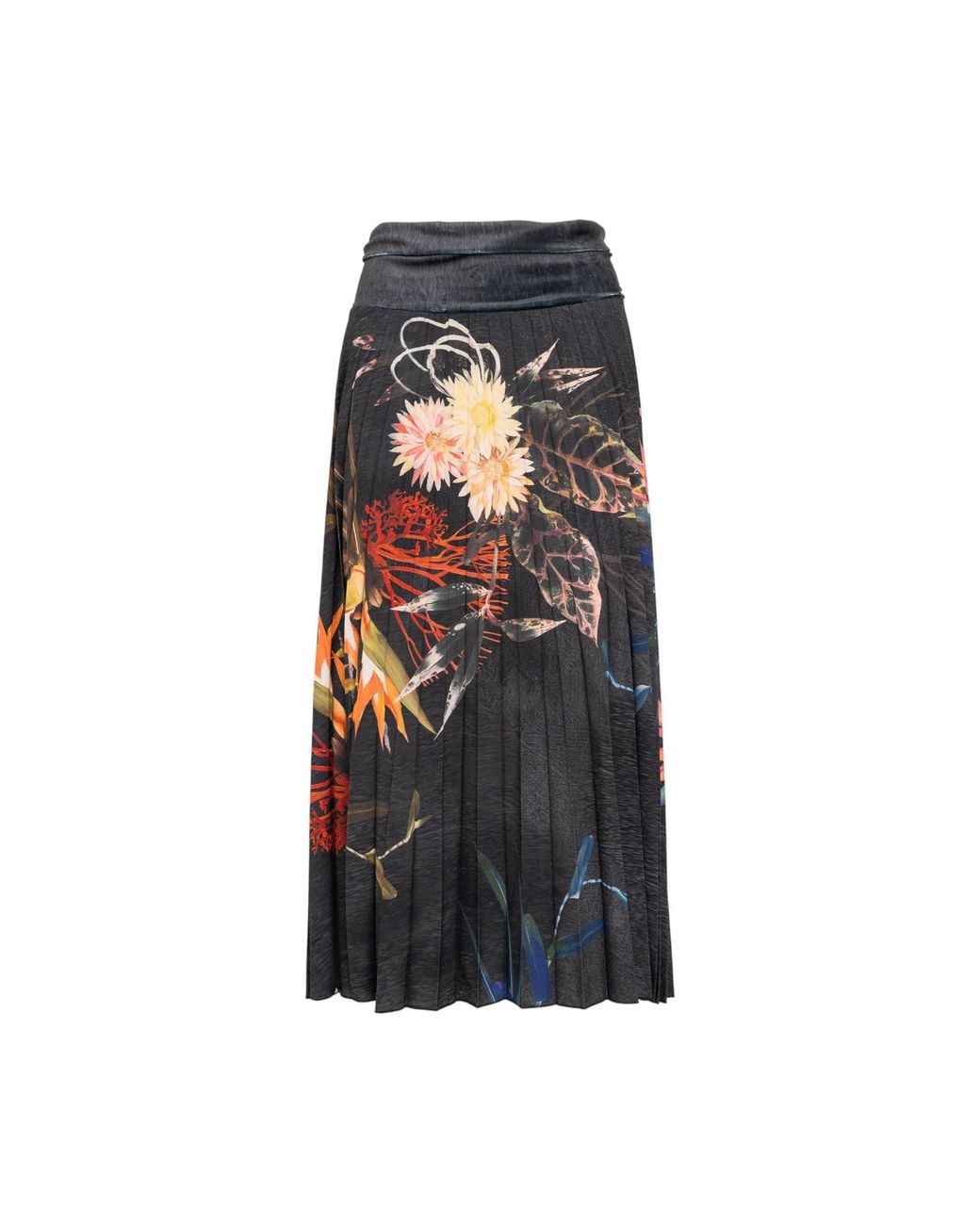 ARTISTA Black Pleated Maxi Skirt with Elasticated Velvet Waistline