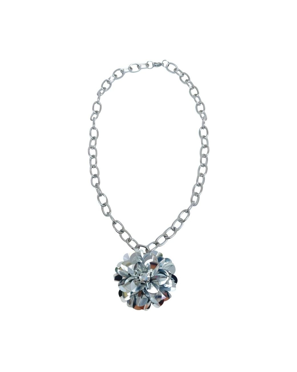 PINAR OZEVLAT Metallic Chunky Chain Blossom Necklace