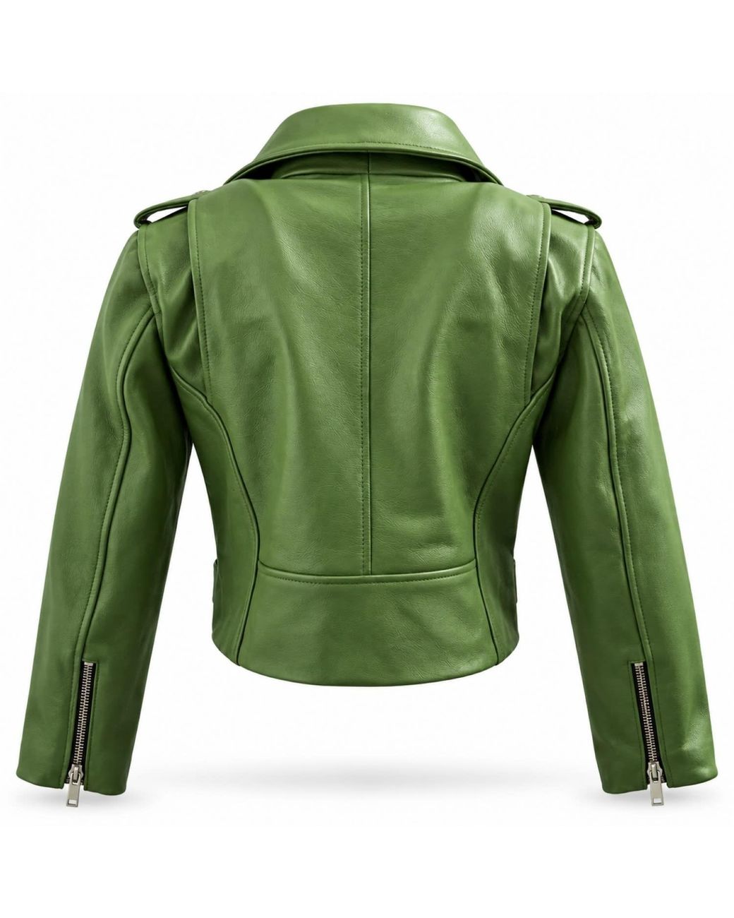 Zasta Studio Green Cropped Biker Leather Jacket