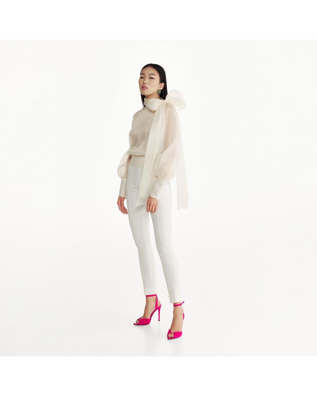 Lita Couture White Flawless Bow Blouse