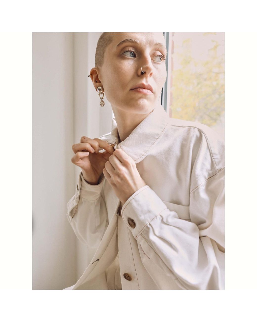 Heidi Stutt White Cotton-Canvas Shacket