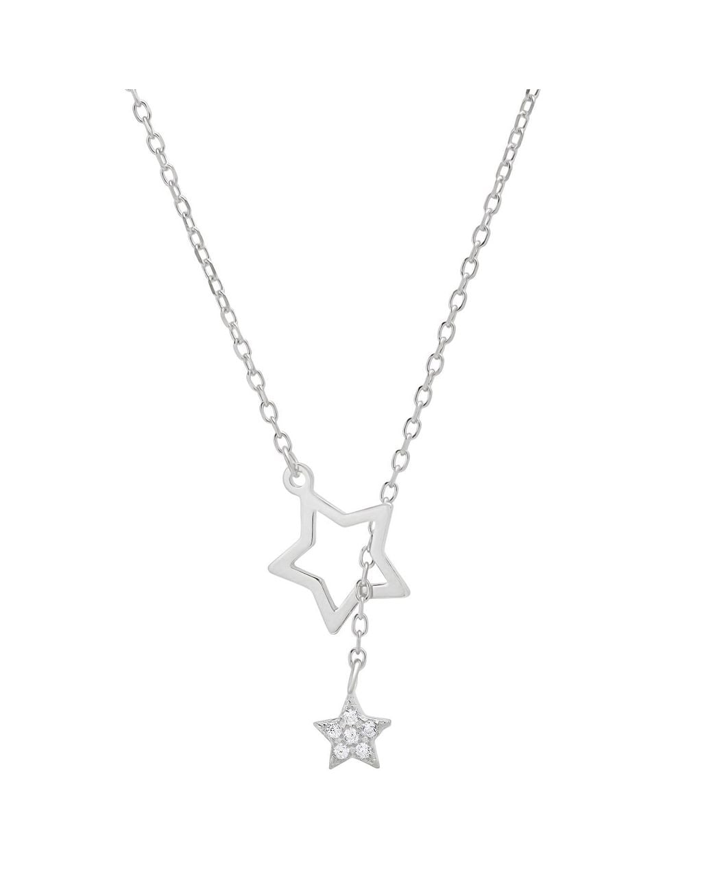 Kylie Harper Metallic Diamond Cz Dangling Stars Lariat Y Necklace
