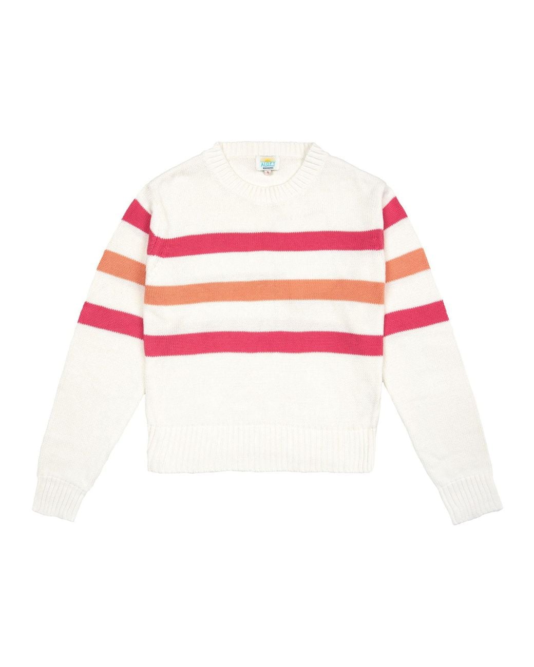 ALOFT Pink Sennen Coral Stripe Crew Neck