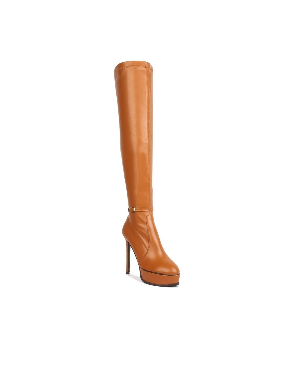 Rag & Co Brown Neutrals Twinkles Patent Stiletto Heeled Long Boots