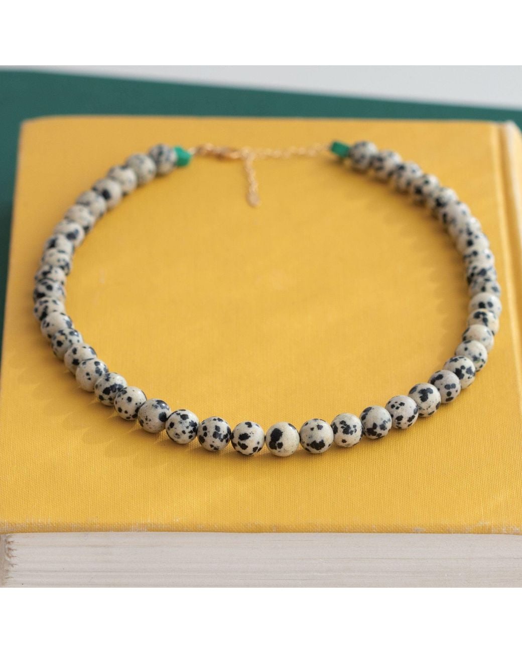 Kris Nations Metallic Dalmatian Jasper Gemstone Baller Necklace