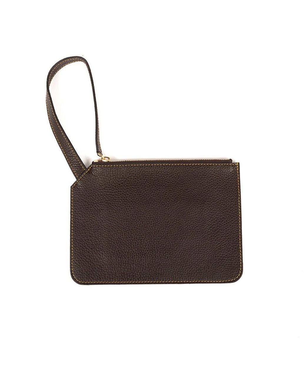 SJW BAGS LONDON Brown Marissa Leather Clutch/Wristlet- Dark Chocolate