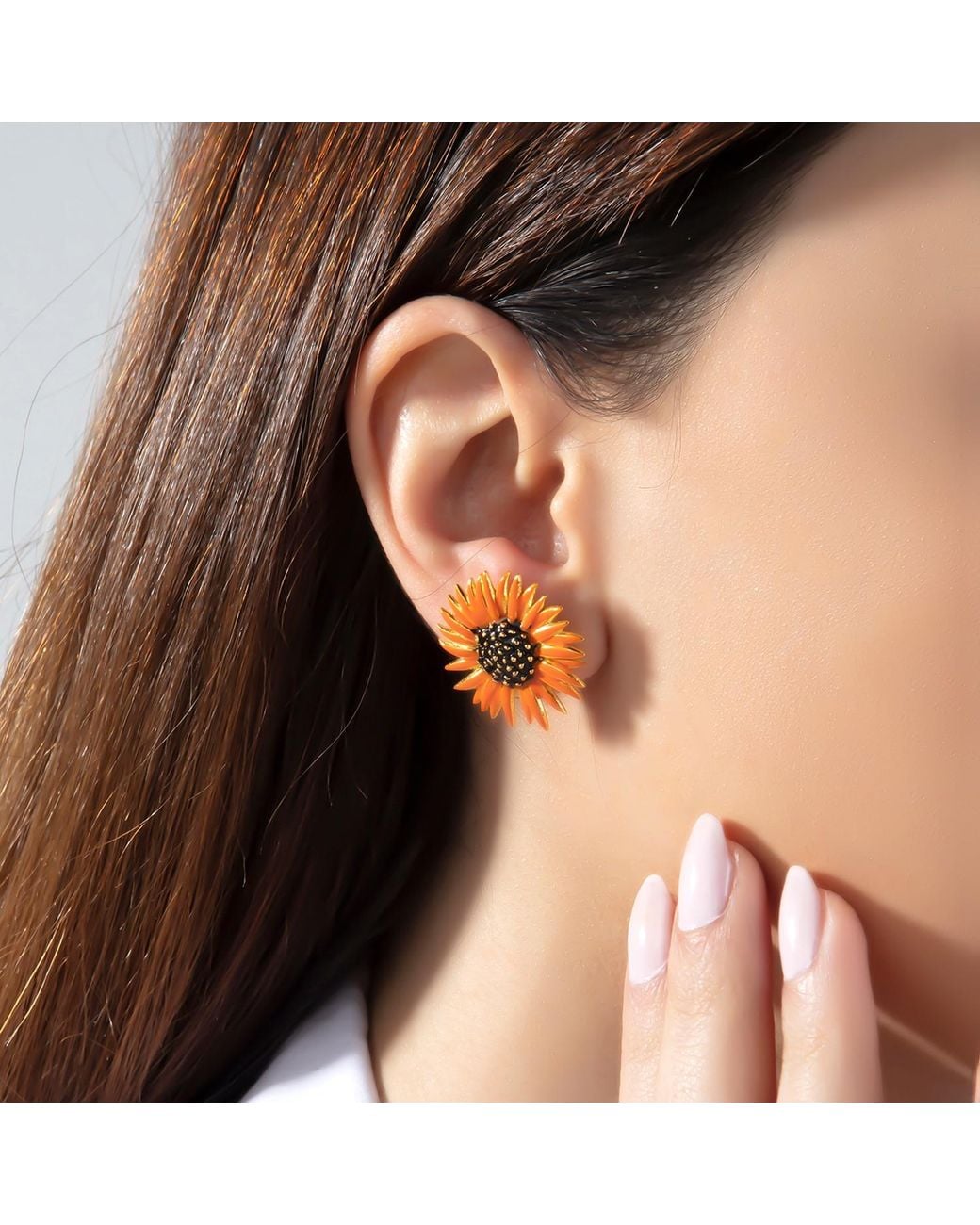 Milou Jewelry Orange Sunflower Earrings