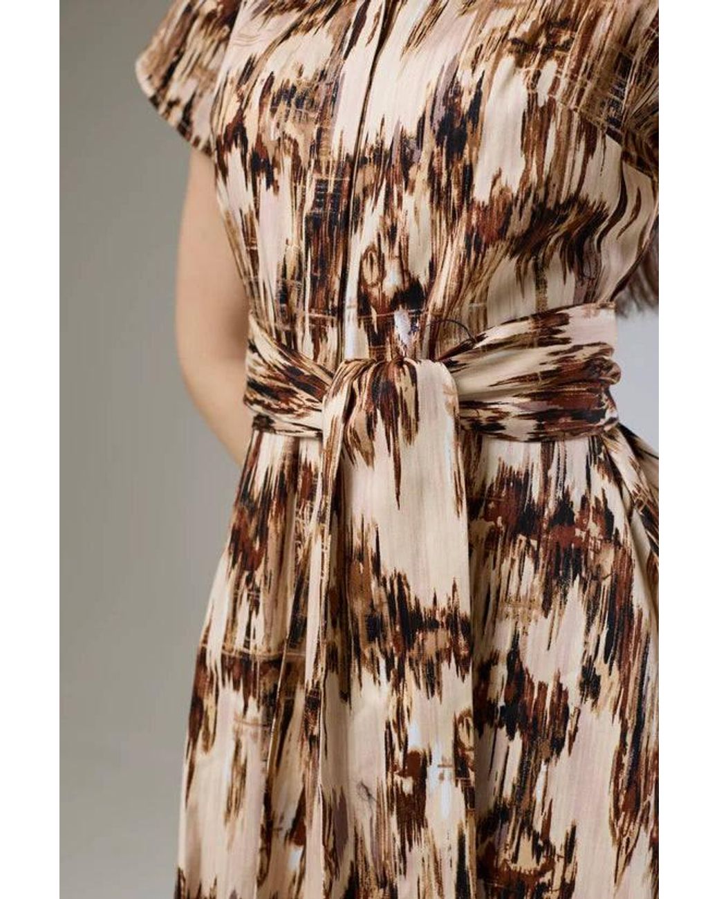 Lioness by Tf Brown Desert Safari Short Sleeve Shirt Dress