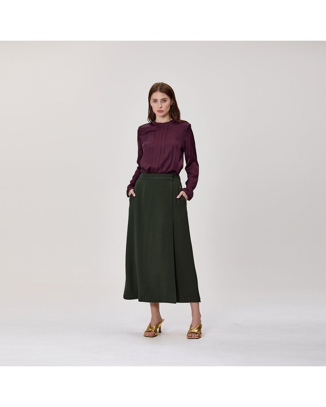 Smart and Joy Pink Long-Sleeved Blouse With Pleats