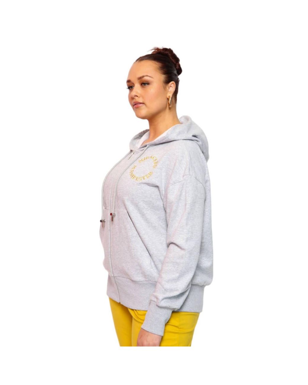 Miracles Manifester Gray Embroidered Zip Hoodie