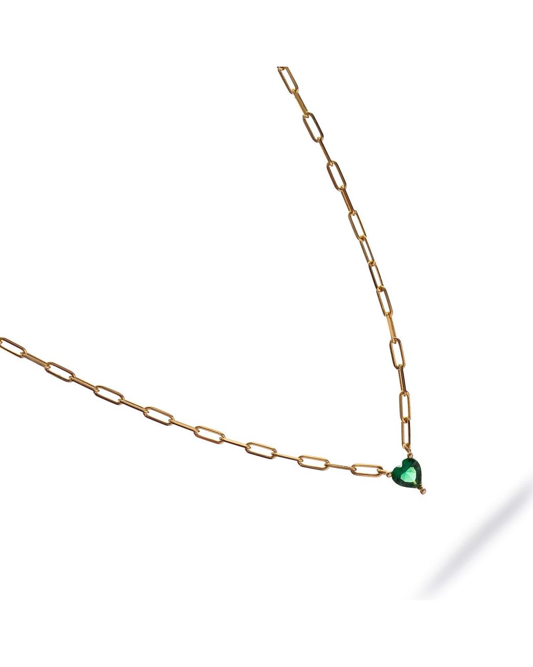 Ebru Jewelry Metallic Emerald Heart Minimalist Necklace