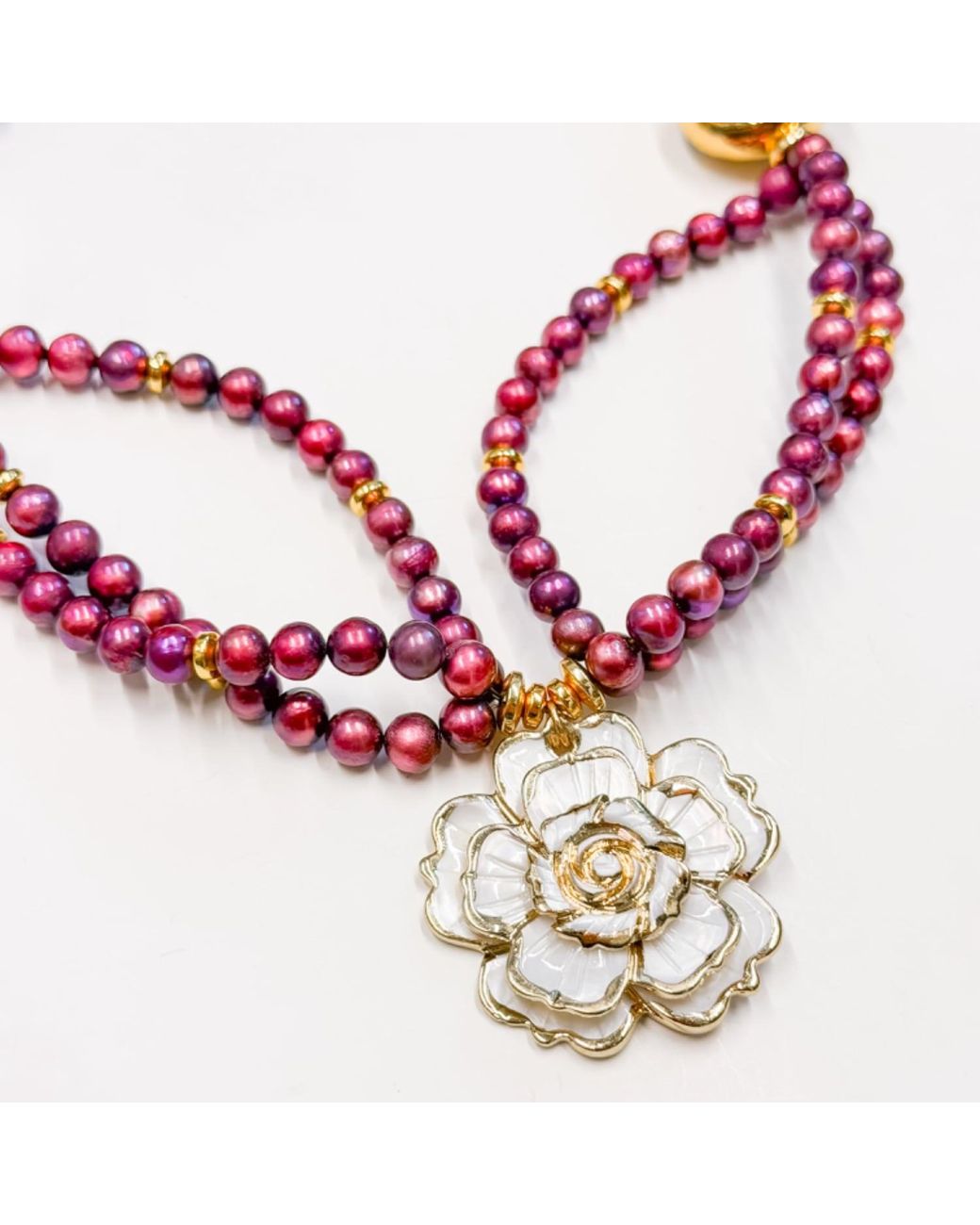 Edgar Navarro Jewelry Pink Edgar Navarro Sea Shell Rose Pendant With Freshwater Pearls Necklace