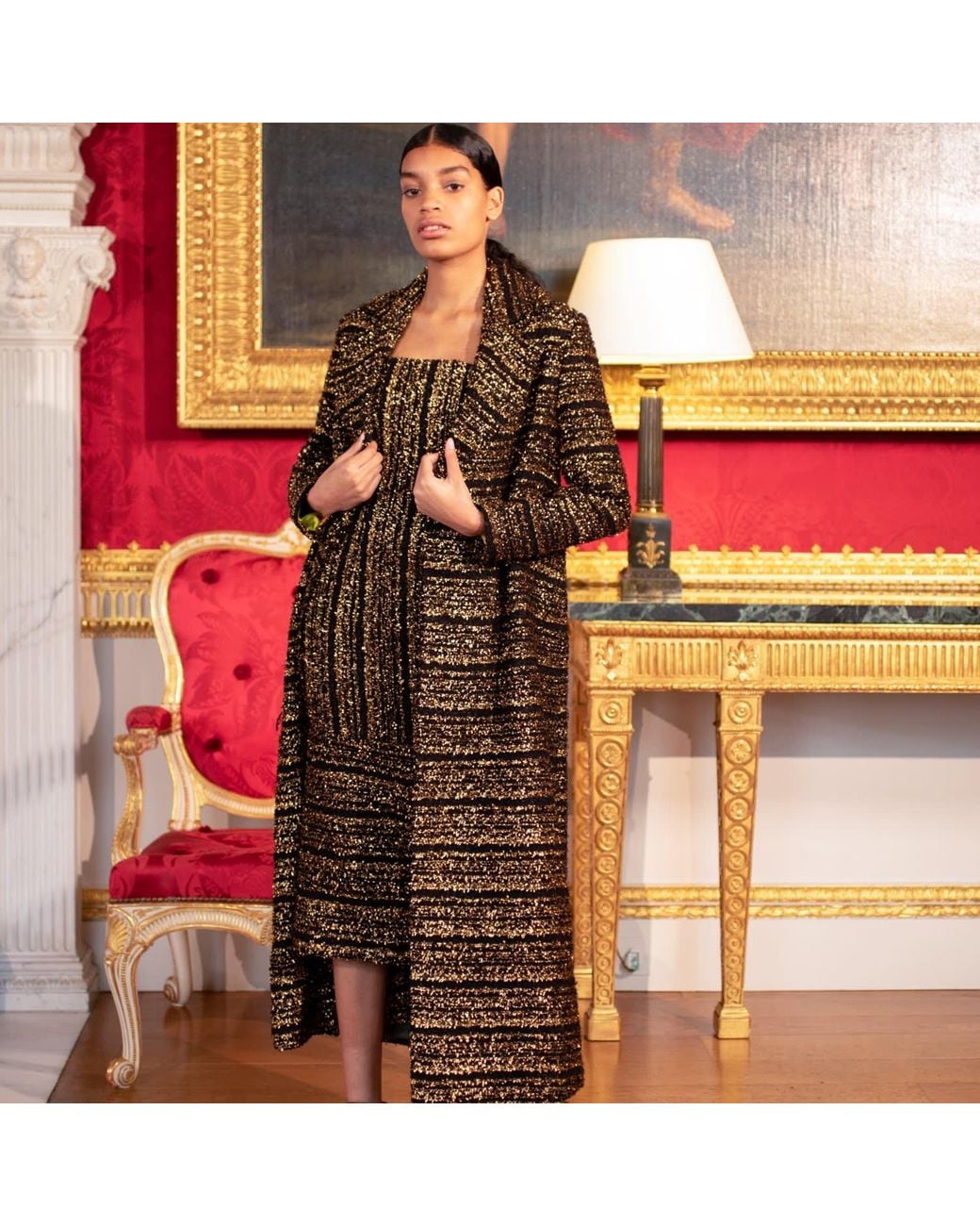 RUE AGTHONIS Brown Cravate Coat