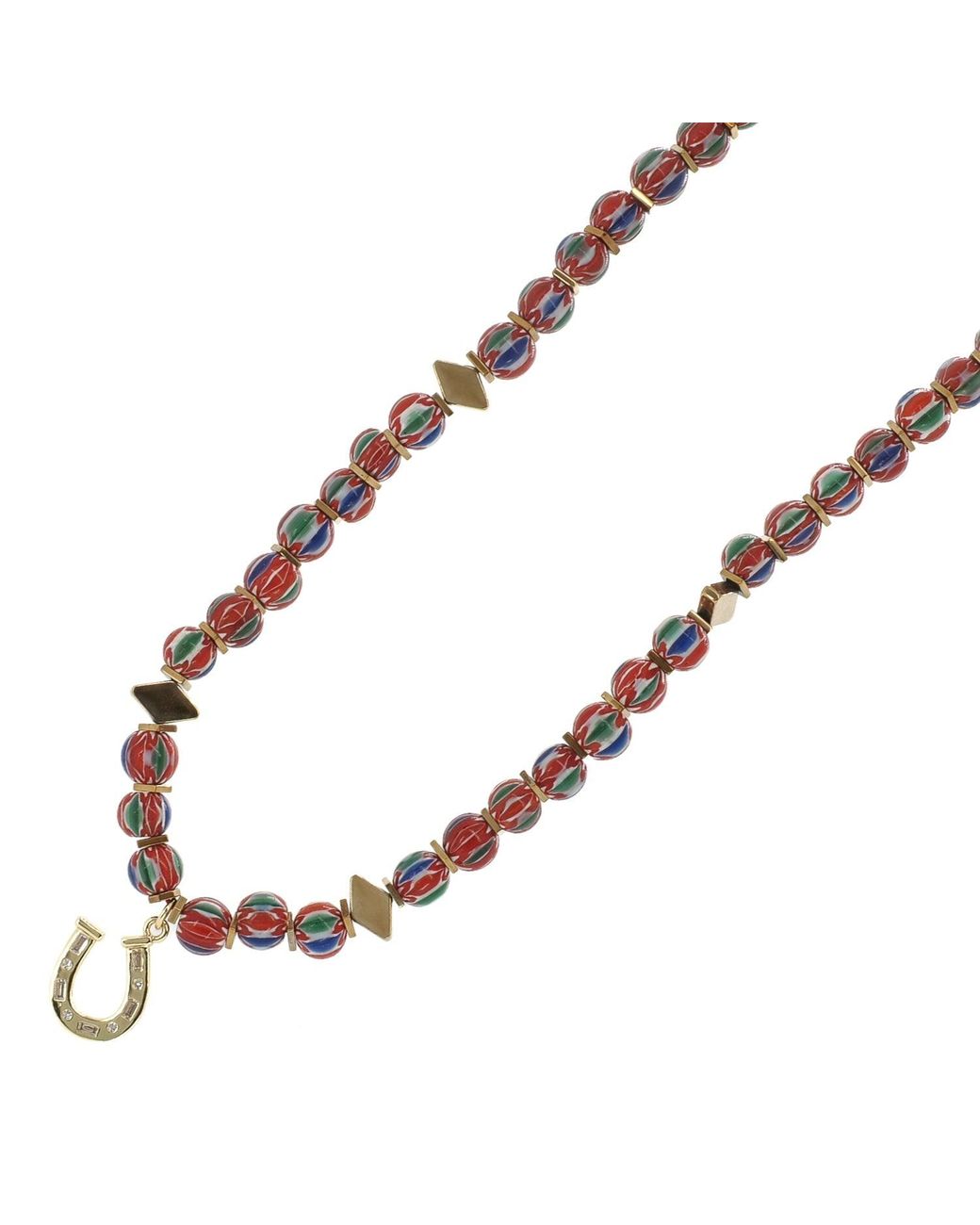 Ebru Jewelry Metallic Lucky Horseshoe African Bead Bohemian Choker Necklace