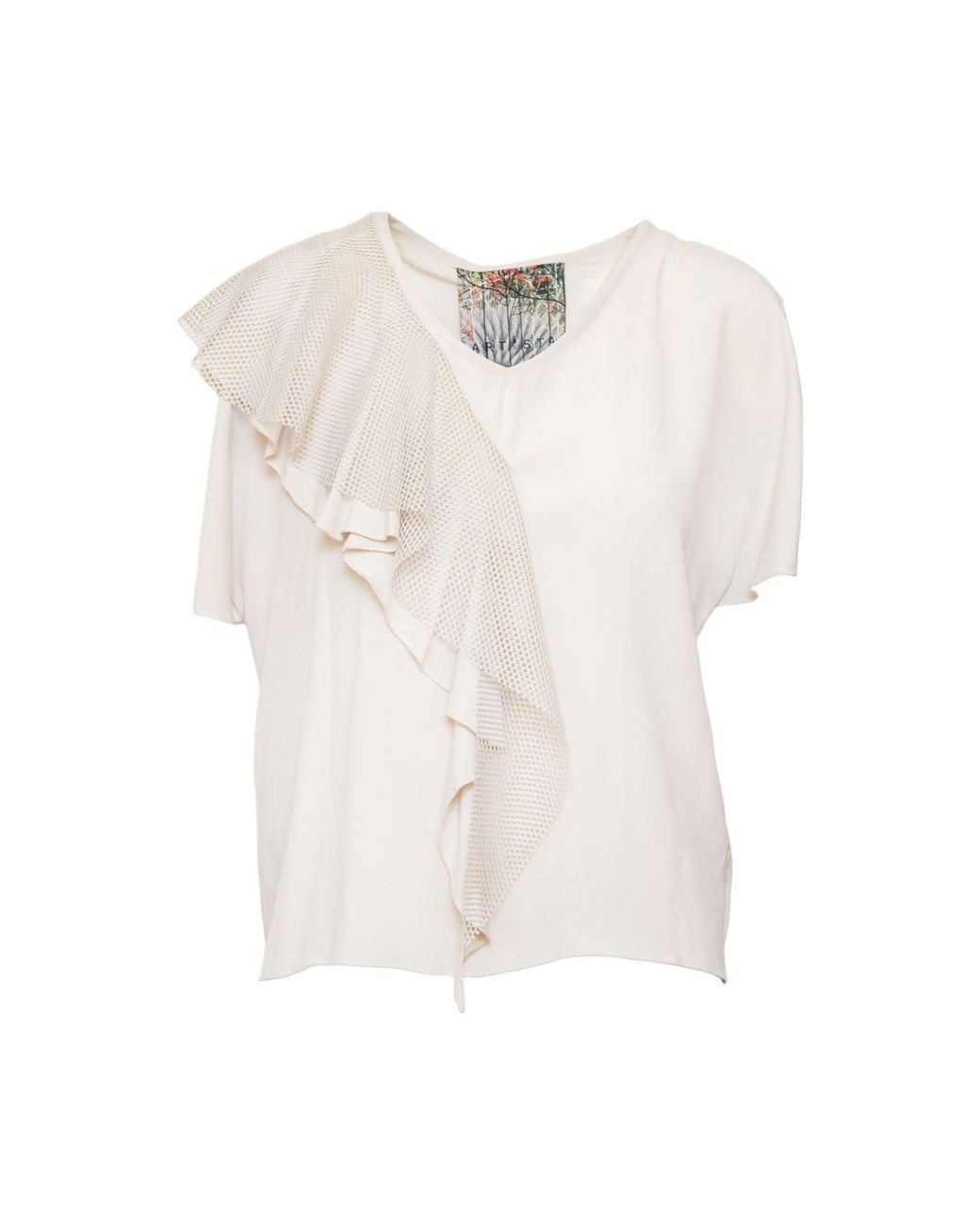 ARTISTA White Neutrals Fringe Feminine Blouse