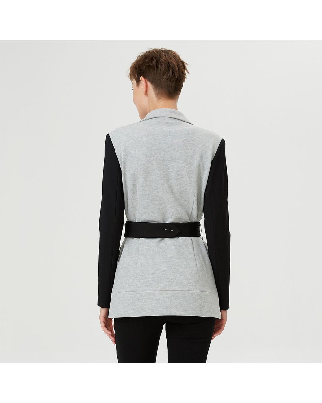 Smart and Joy Black Color Block Tailor Jacket