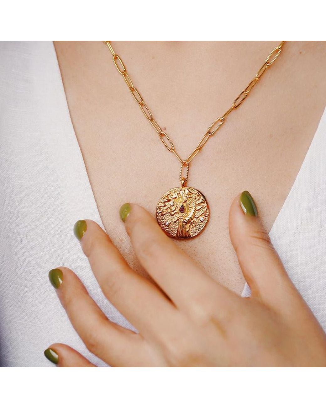 Aurozia Metallic Constellations Scorpio Double-Sided Coin Necklace