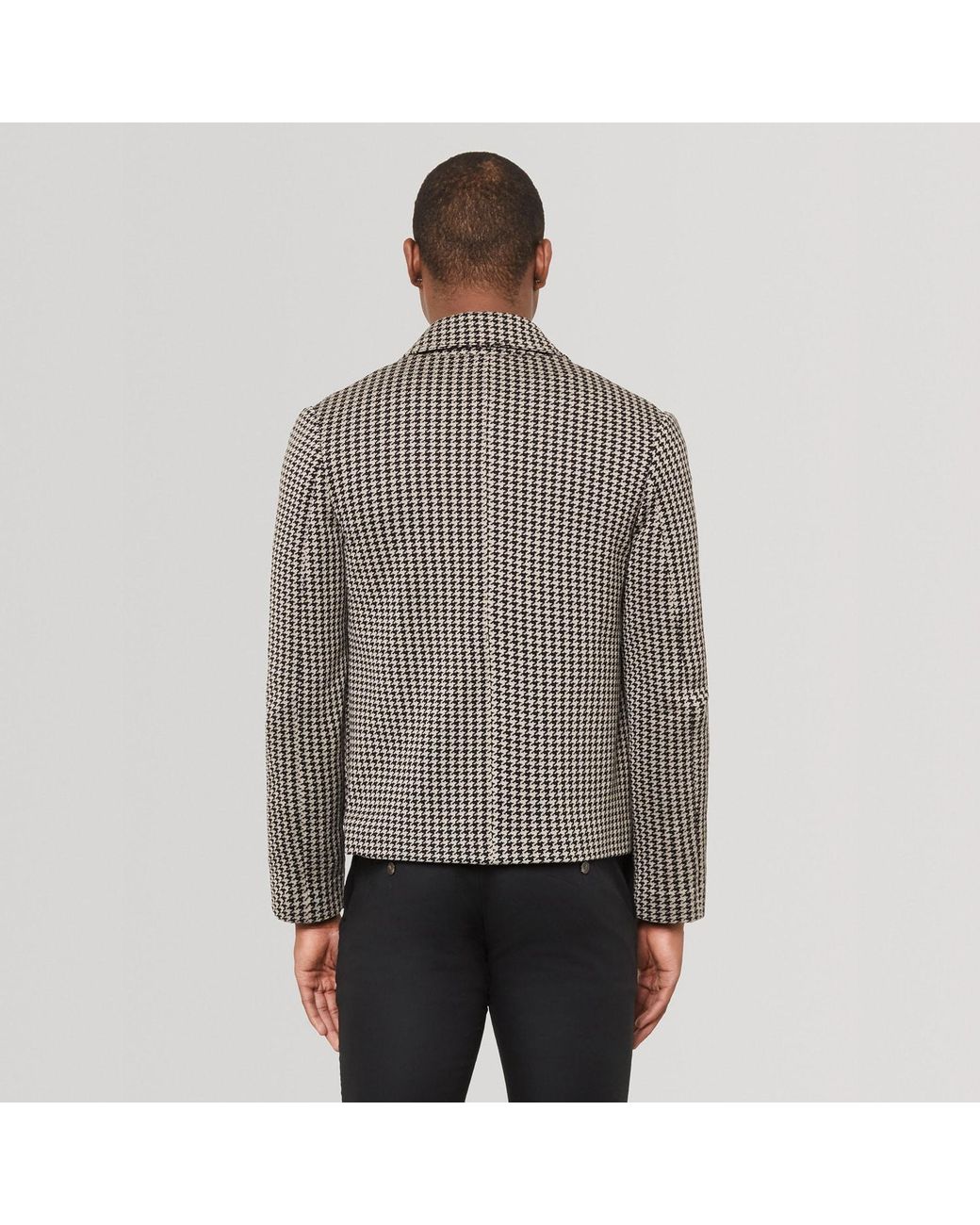 SEREN LONDON Brown Houndstooth Knitted Jacket for men