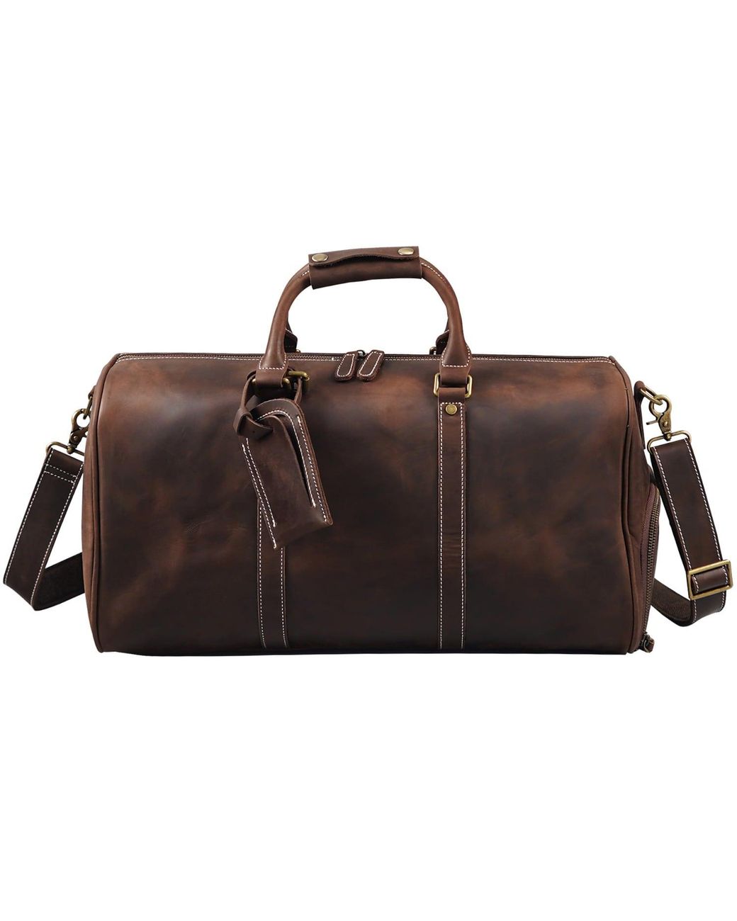 Touri Brown Leather Over-Night With Shoe Storage for men