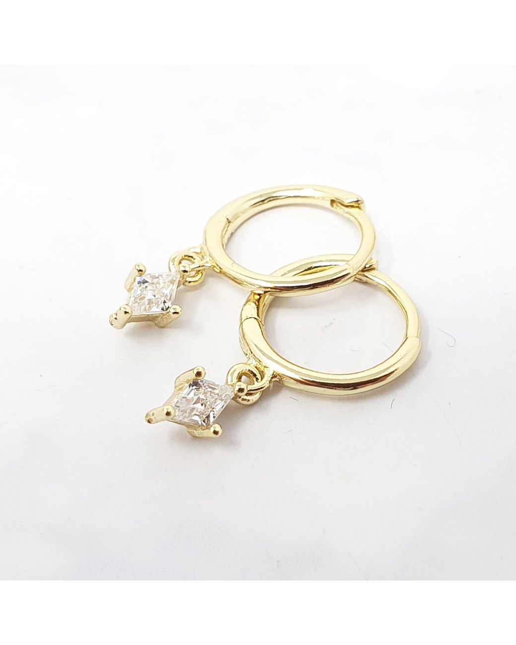 Sophelia Metallic Delicate Dangle Diamond April Birthstone Hoop Earrings