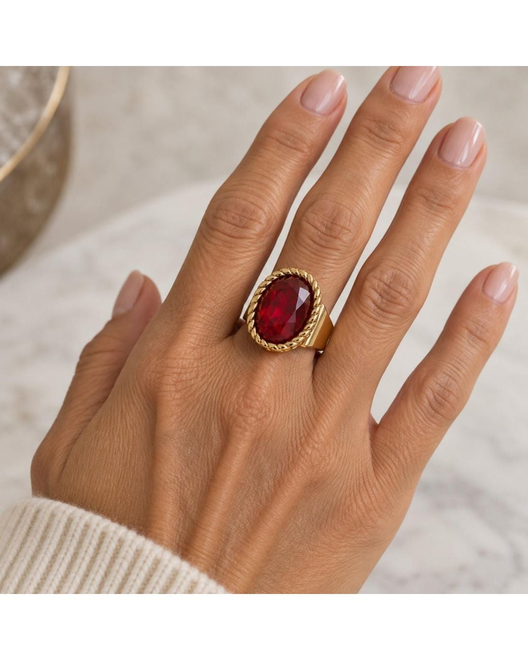Vstyle Red Ruby Statement Ring