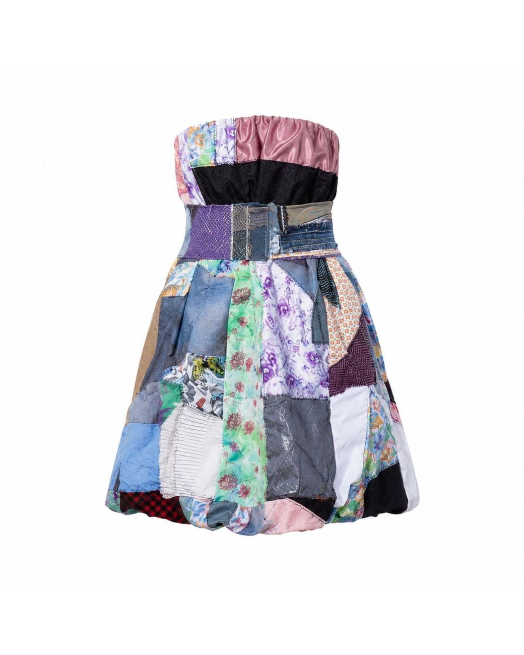Miro Misljen Blue Patchwork Balloon Dress