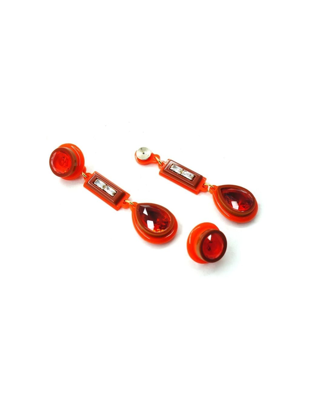 Gissa Bicalho Red Handmade Acrylic Earring Kit Stone Hoop And Pendant Cinnamon