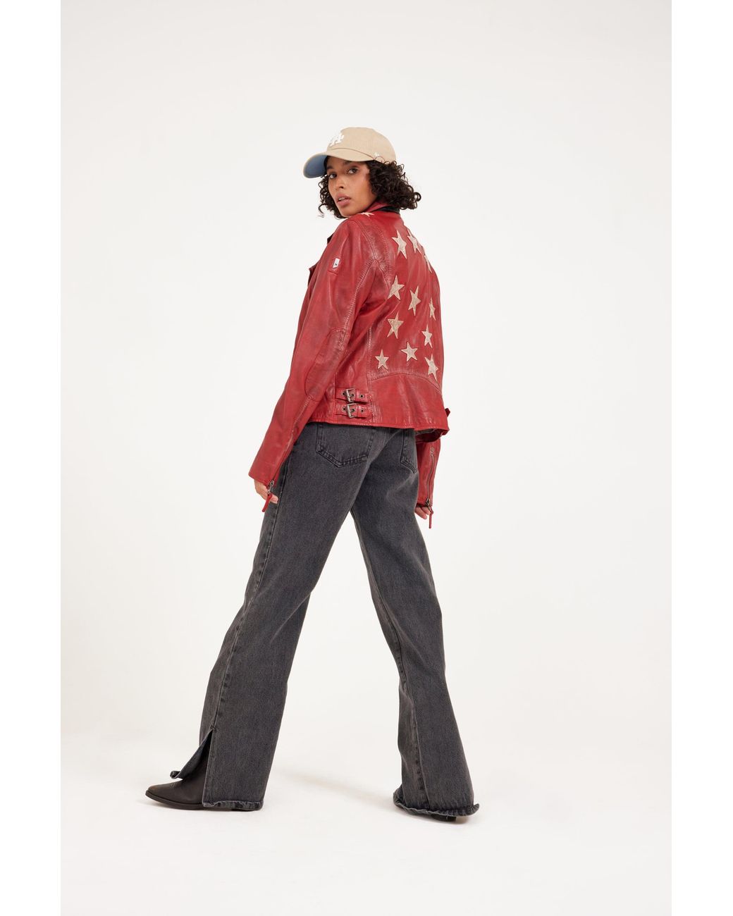 Mauritius Red Star Lambskin Leather Jacket Christy