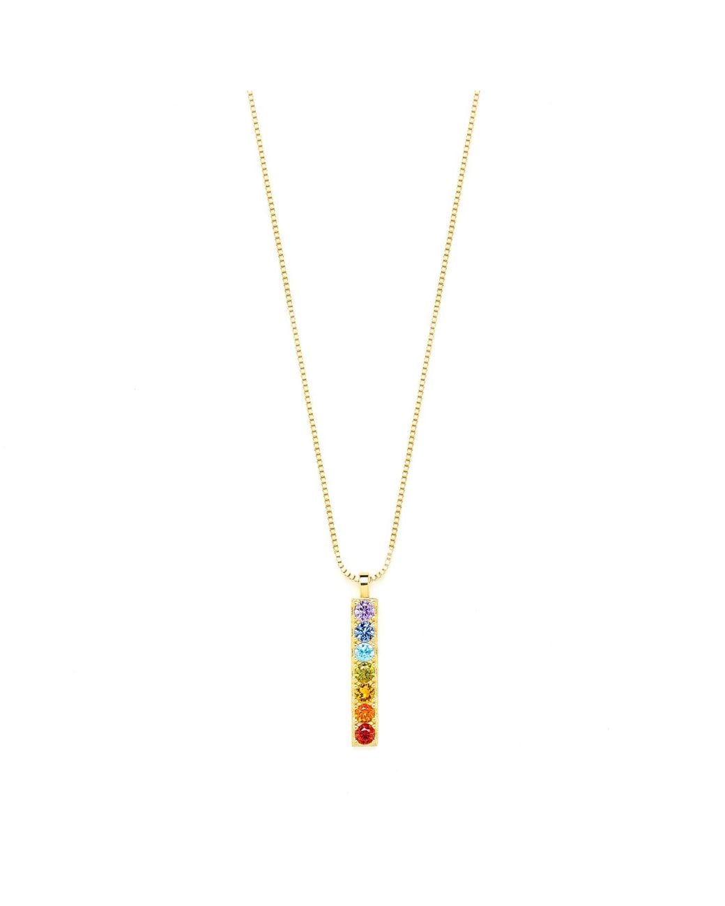 Seven Saints Metallic Chakra Align Bar Necklace, Over Sterling