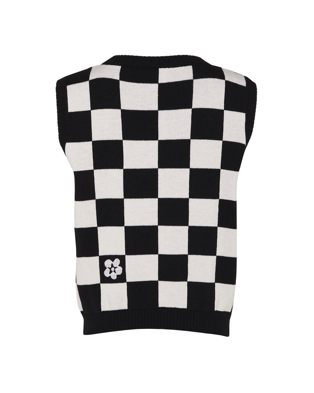 INGMARSON Black Embroidered Checked Wool & Cashmere Vest for men