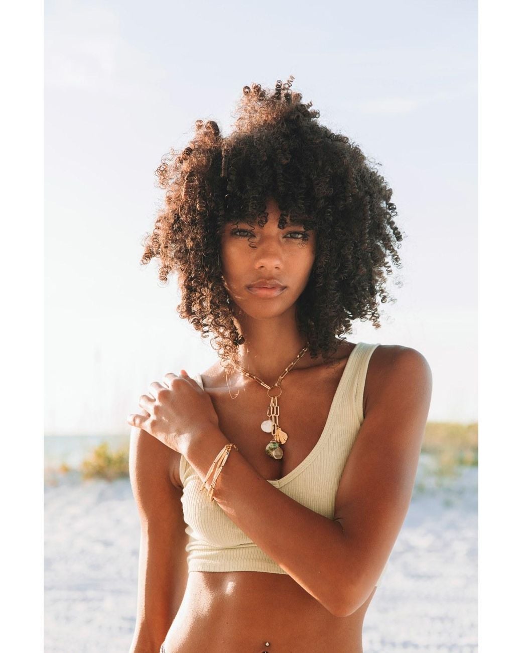 Adriana Pappas Designs Metallic Shell Trio Drop Necklace