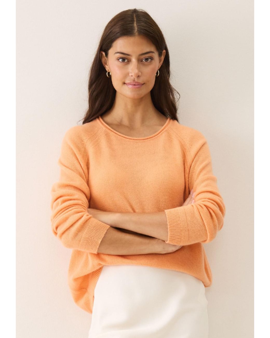 Loop Cashmere Featherweight Sweater in Orange | Lyst UK