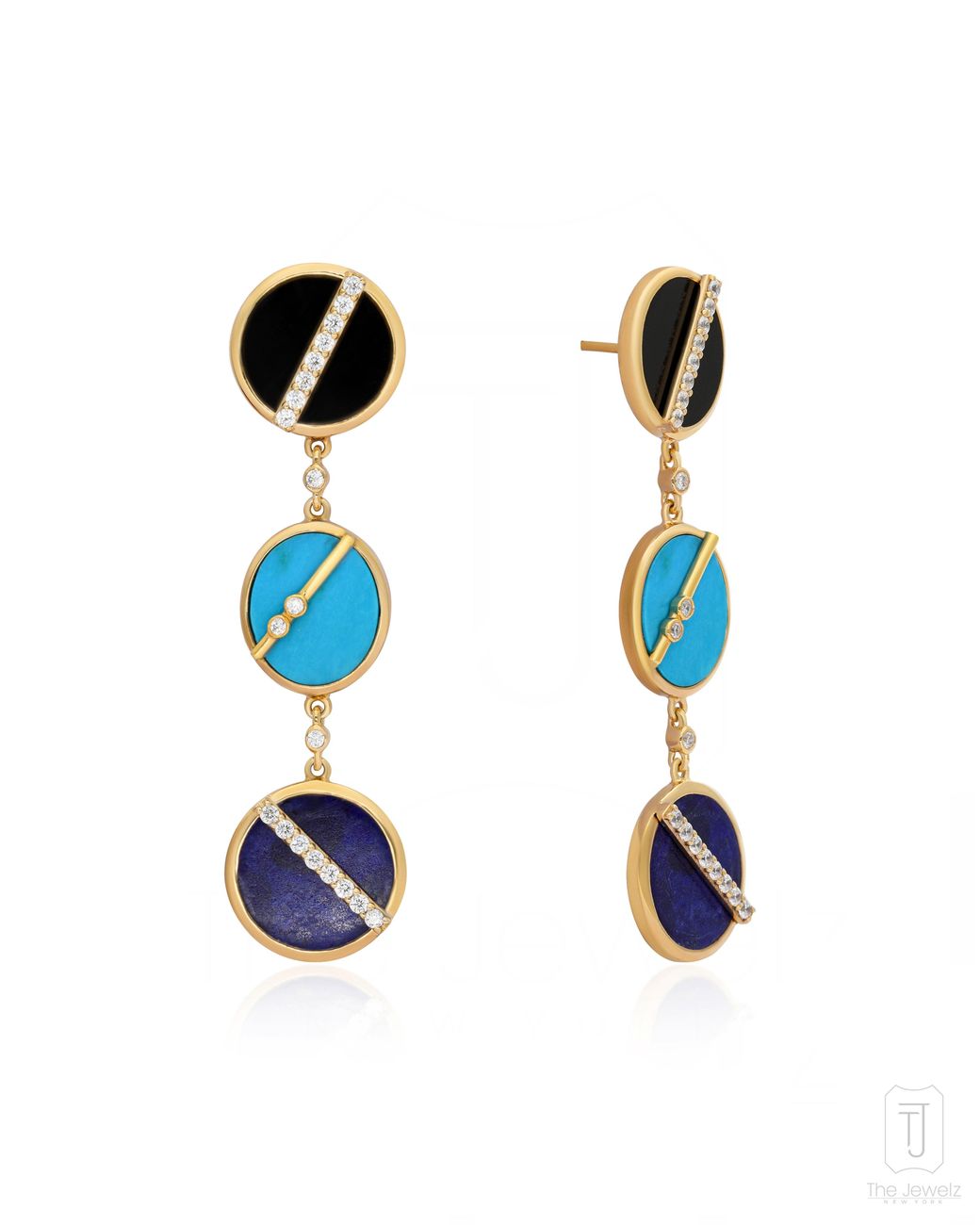 The Jewelz Blue Harmony Drop Long Plated Earrings