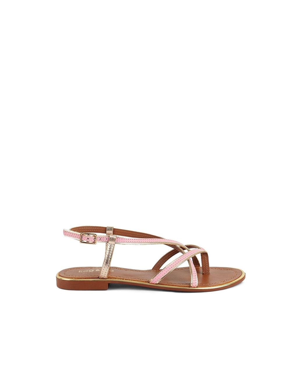 Rag & Co Brown Pheobe Strappy Flat Sandals