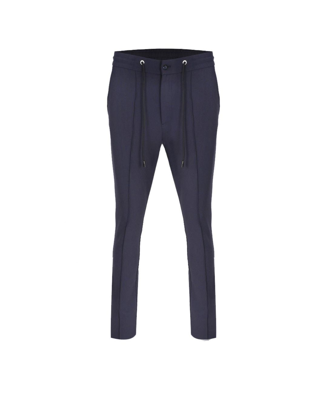 DAVID WEJ Blue Ashford Plain Smart Drawstring Trousers for men