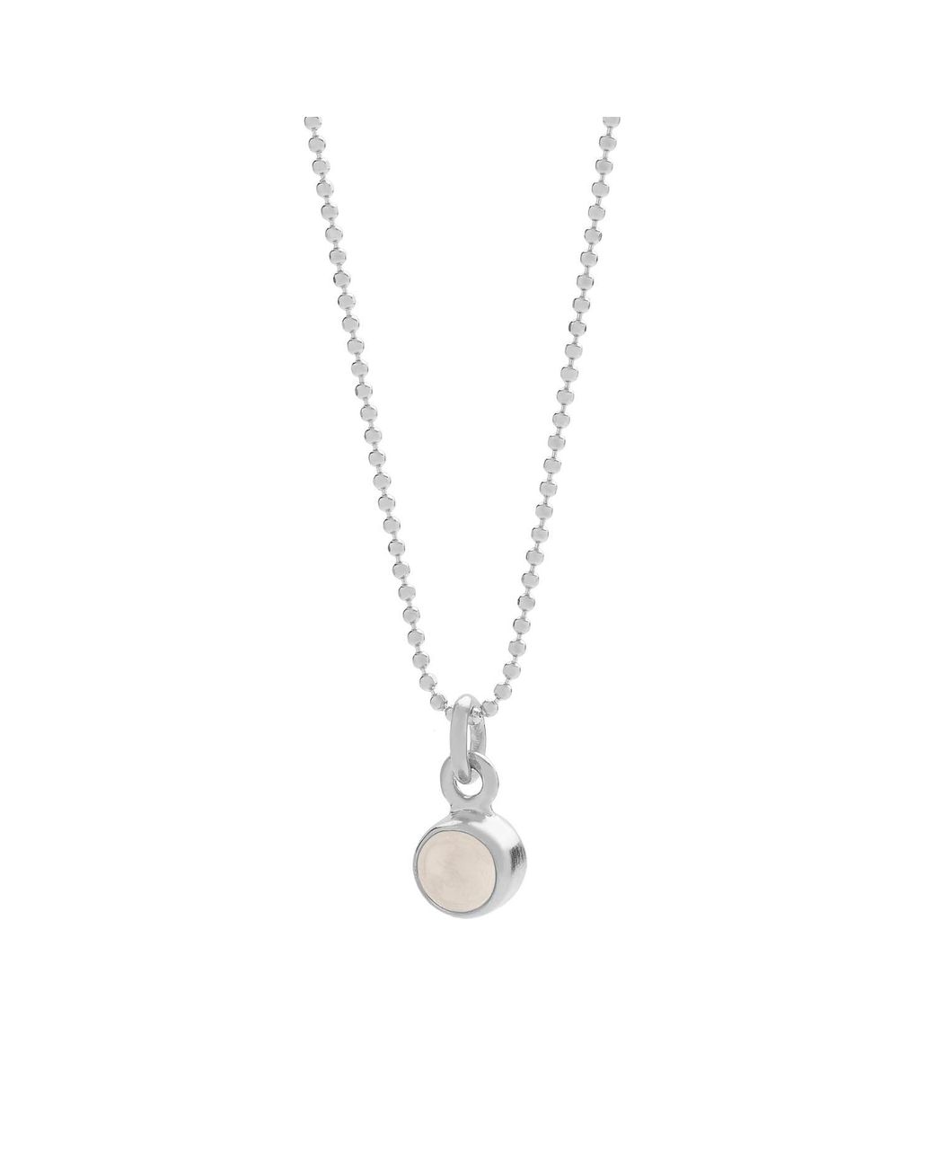 Nellou Jewellery Metallic Neutrals Gem Dot Birthstone Necklace Rock Crystal April Sterling