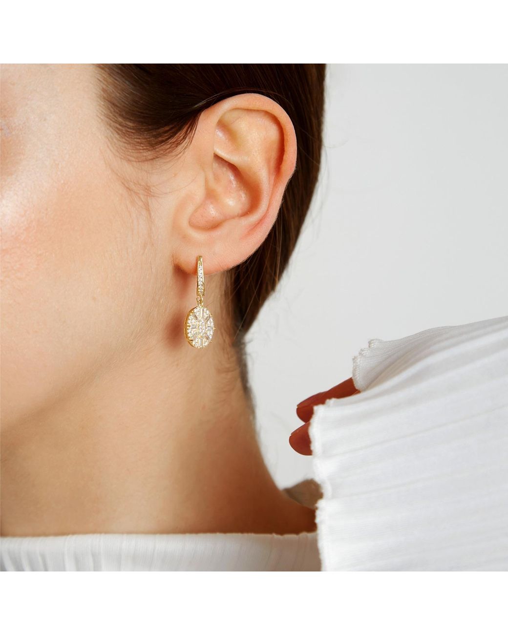 Ballinger Jewellery Metallic Uptown Oval Drop Sparkly Statement Evening Earrings