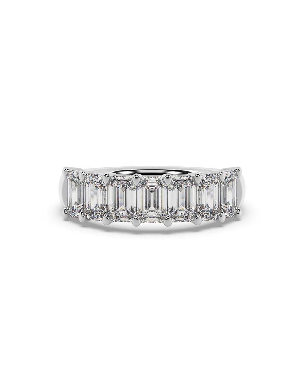 Artisan White 14K Seven Stone Ring With Emerald Cut Lab-Grown Diamonds