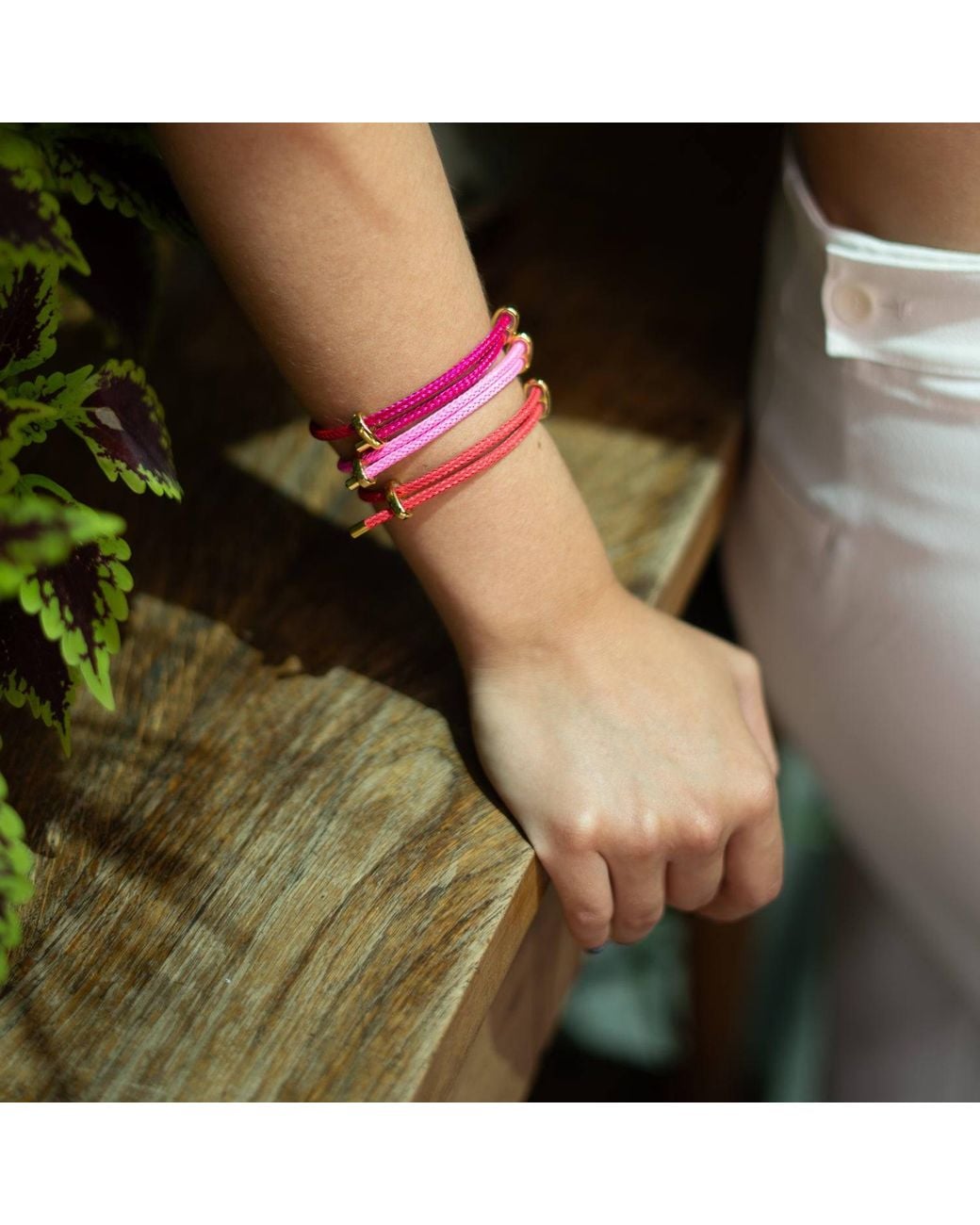 Ebru Jewelry Pink Neon Glow Adjustable Rope Bracelet