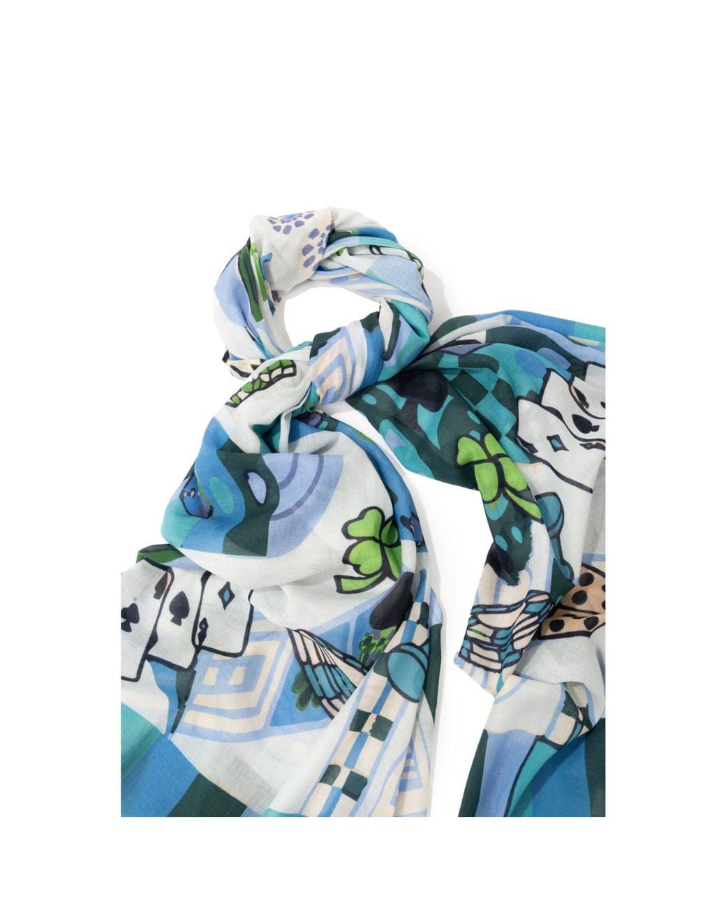 Saachi Blue Casino Printed Scarf
