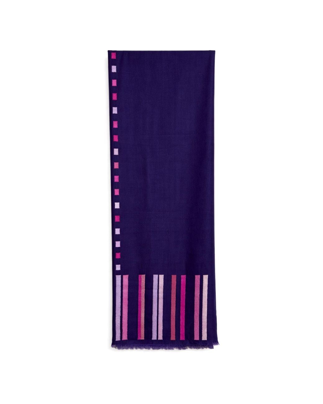 Pink Maharani Purple Cashmere Stole With Fringed Edges