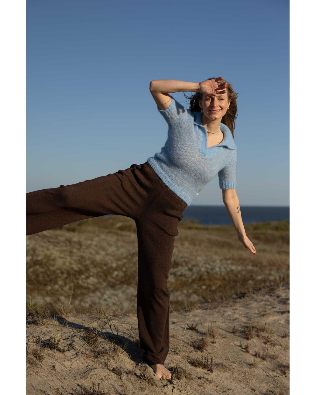 SALANIDA Blue Melody Mohair Polo Top Sky