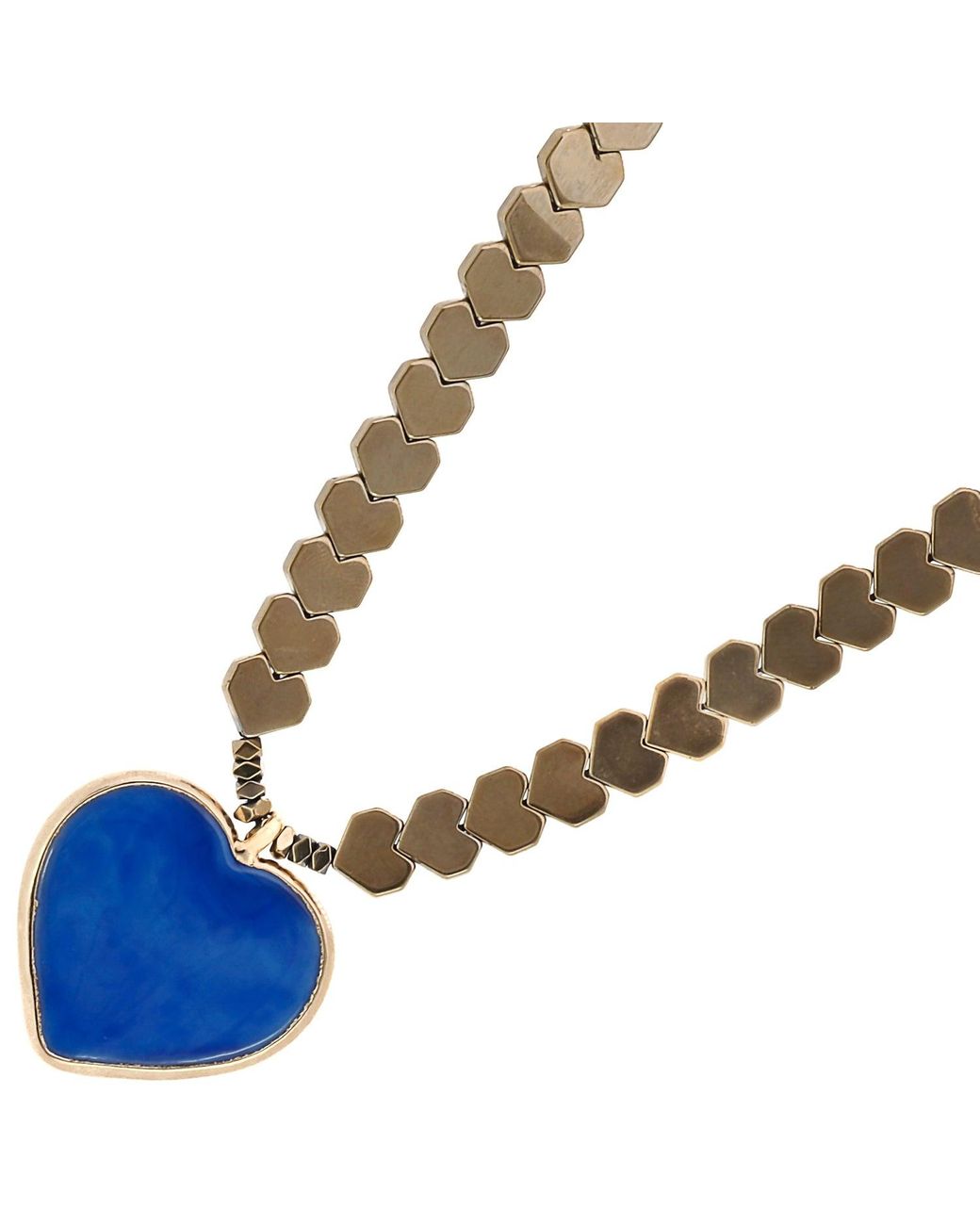 Ebru Jewelry Blue Murano Glass Heart Pendant Hematite Happy Necklace