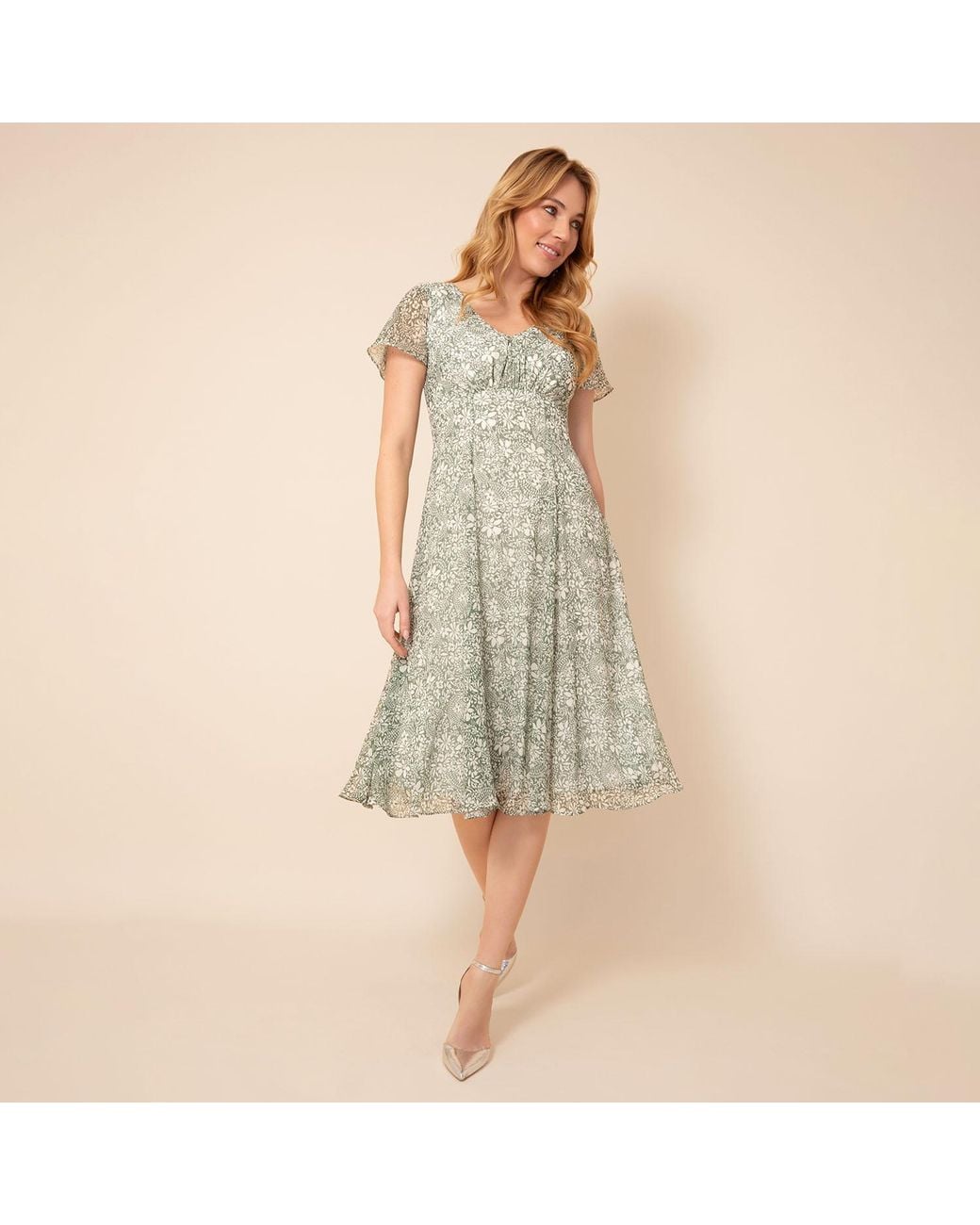 Alie Street London Green Neutrals Miranda Dress Botanical