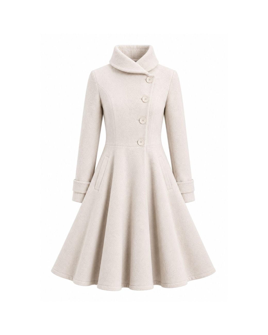 Nikka Place Natural Flared Wool Winter Coat With Buttons