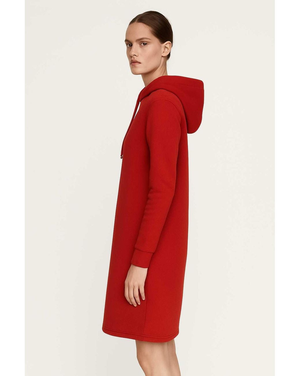 Conquista Red Cotton-Blend Hoodie Dress