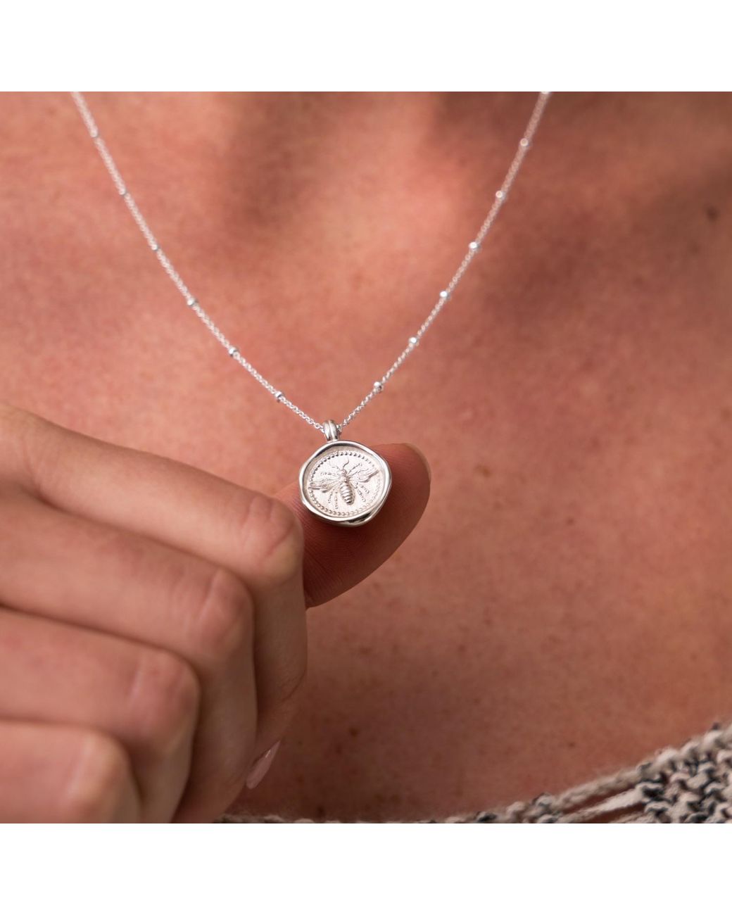 Dower & Hall White Queen Bee Talisman Necklace