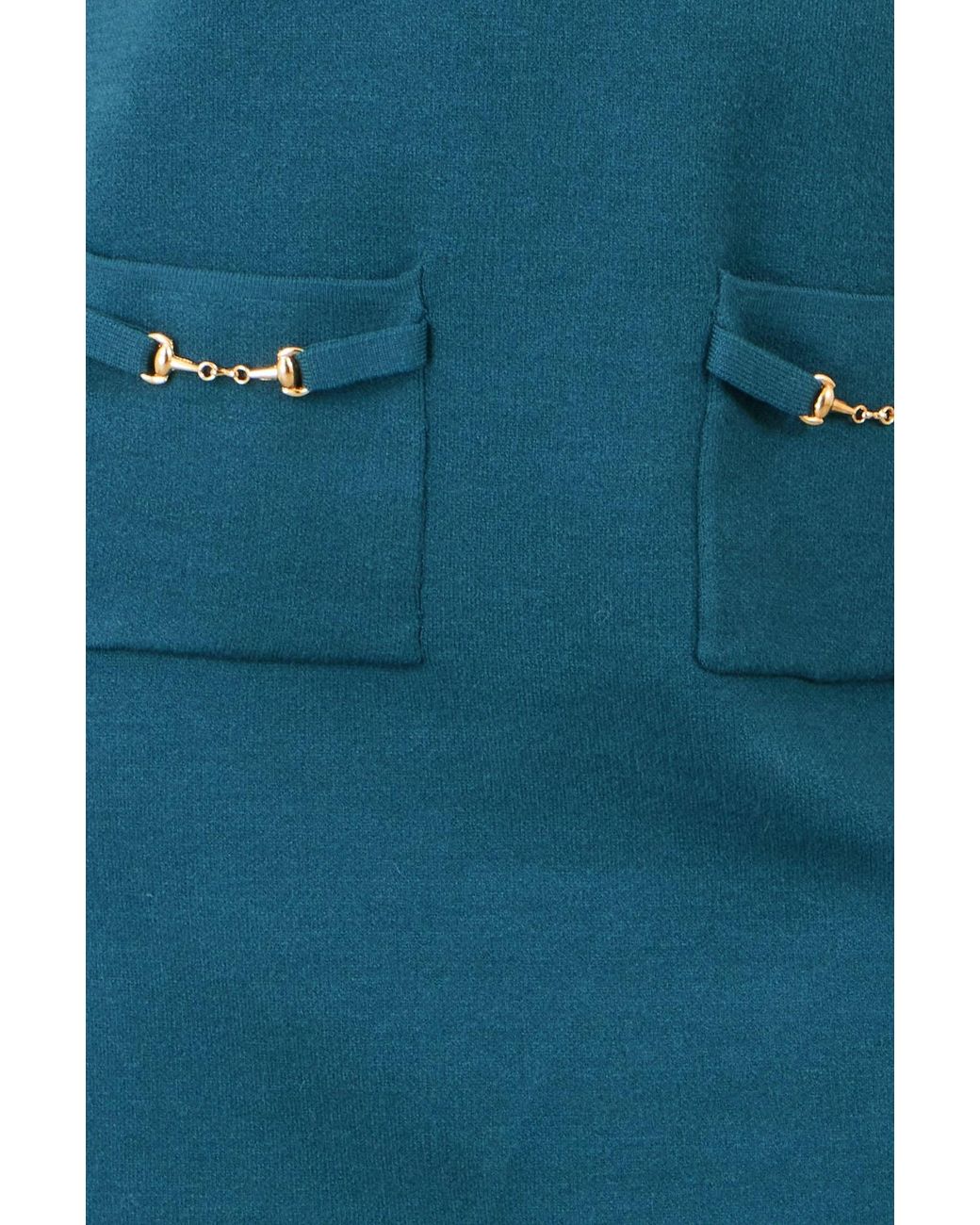 Yumi' Blue Knitted Tunic Dress With Hardware Details