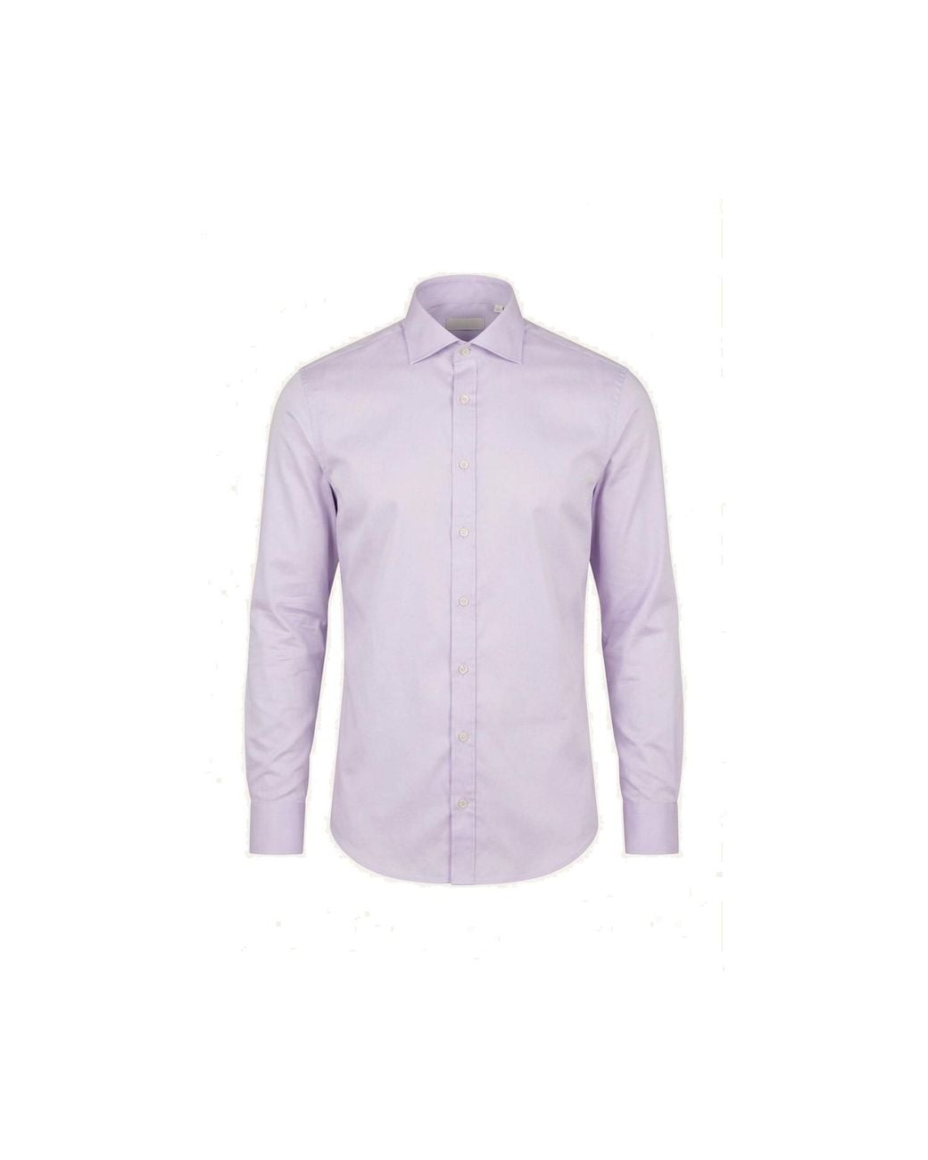 Ron Tomson Purple Pure Cotton Spread Collar Fitted Dress Shirt for men
