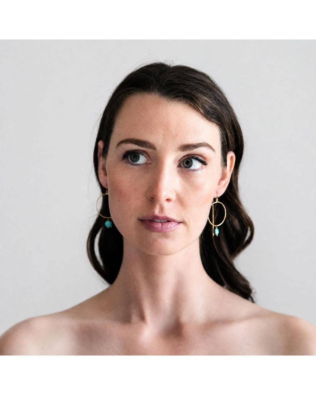 Heather Hawkins Jewelry Metallic Coin Gemstone Hoop Threader Earrings